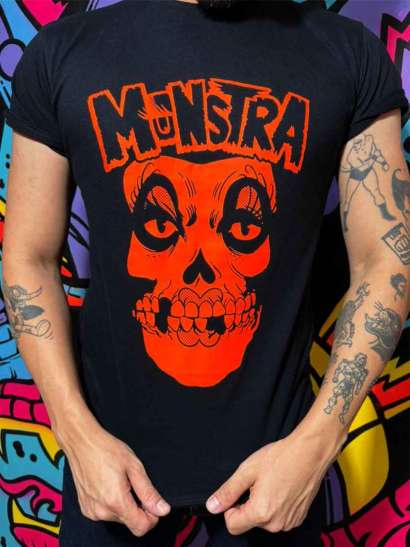 CAMISETA MONSTRA LARANJA NEON - M