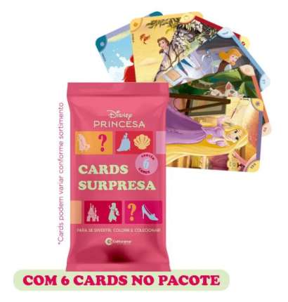 PACOTE COM 6 CARDS COLECIONAVEIS DISNEY PRINCESAS